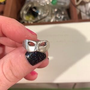 Vintage Sterling Silver Mask (or perhaps kitty cat) ring